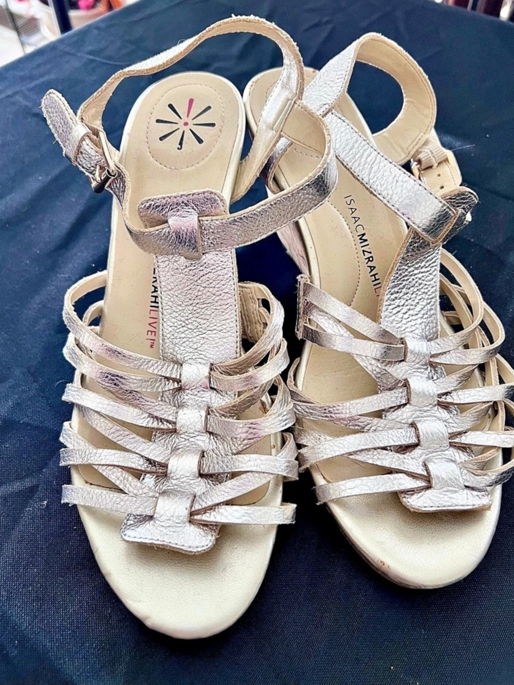 Isaac Mizrahi Live Strappy Fisherman Wedge Sandal Size 8